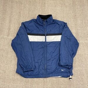 Vintage nike windbreaker mens medium blue 2000s y2k stripe logo adjustable zipup
